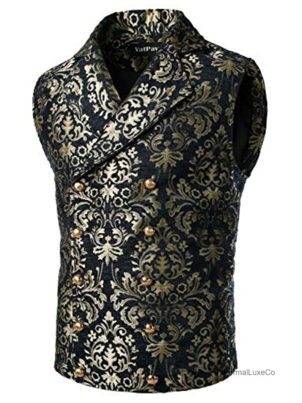 Mens Victorian Double Breasted Vest Gothic Steampunk Waistcoat Slim Fit